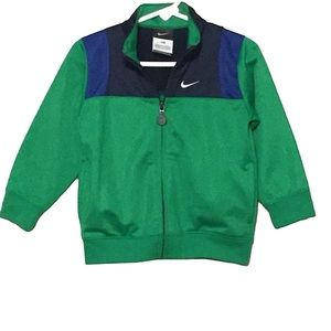 NIKE Baby sz 24 Months Jacket Full Zip Pockets Swoosh Preppy Green Blue